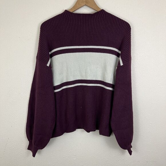 Gilli NWT Brooks Chunky Rib Mock Neck Stripe Box Crop Sweater Plus Size 1X - Picture 3 of 6